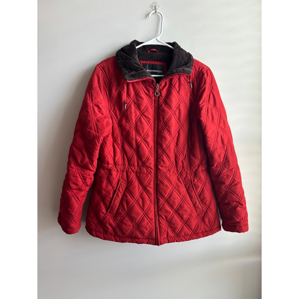 Weatherproof Red Quilted Jacket Women Medium